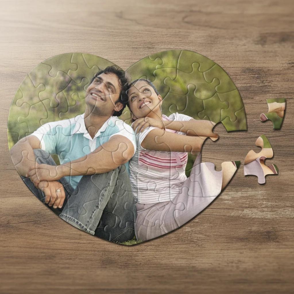 Zpics Heart Shaped Puzzle Pad 8x8 Personalized for Couples & Anniversaries