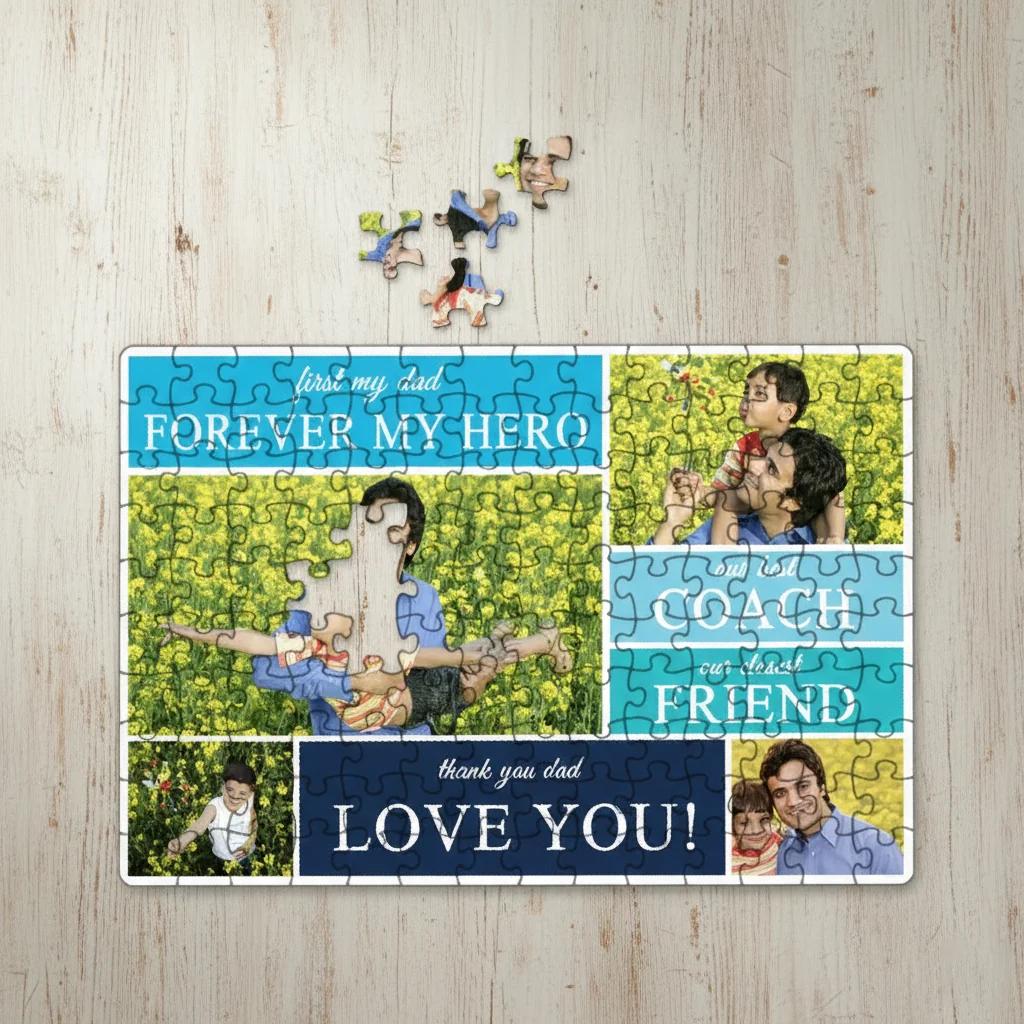 Zpics Custom A4 “Dad My Hero” Hard Cardboard Puzzle Pad for Father's Birthday
