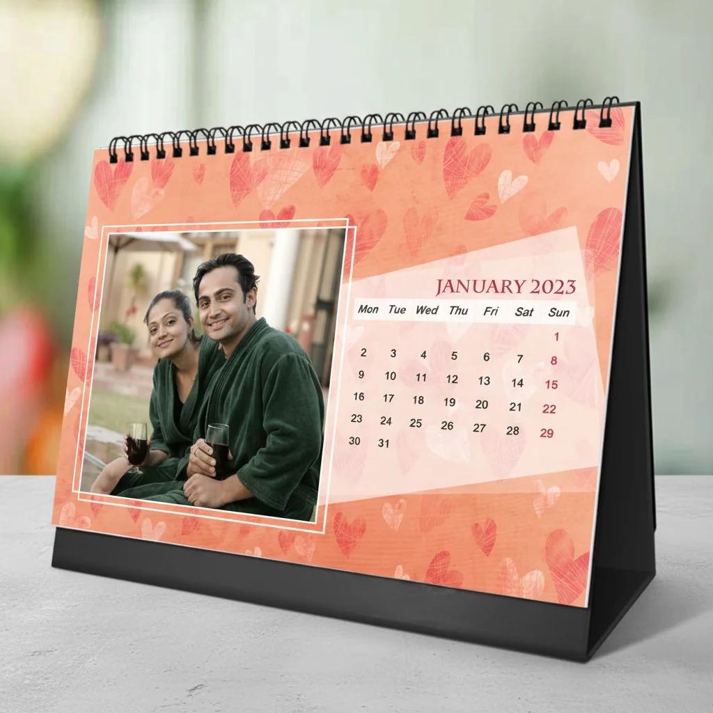 Zpics Customizable 12-Month Valentine’s Day Calendar for Desk 6x8 Personalized Gift