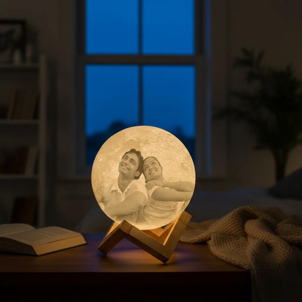 Zpics 3D Moon Night Lamp 8 CM Touch Sensor Personalized with 3 Colour Modes