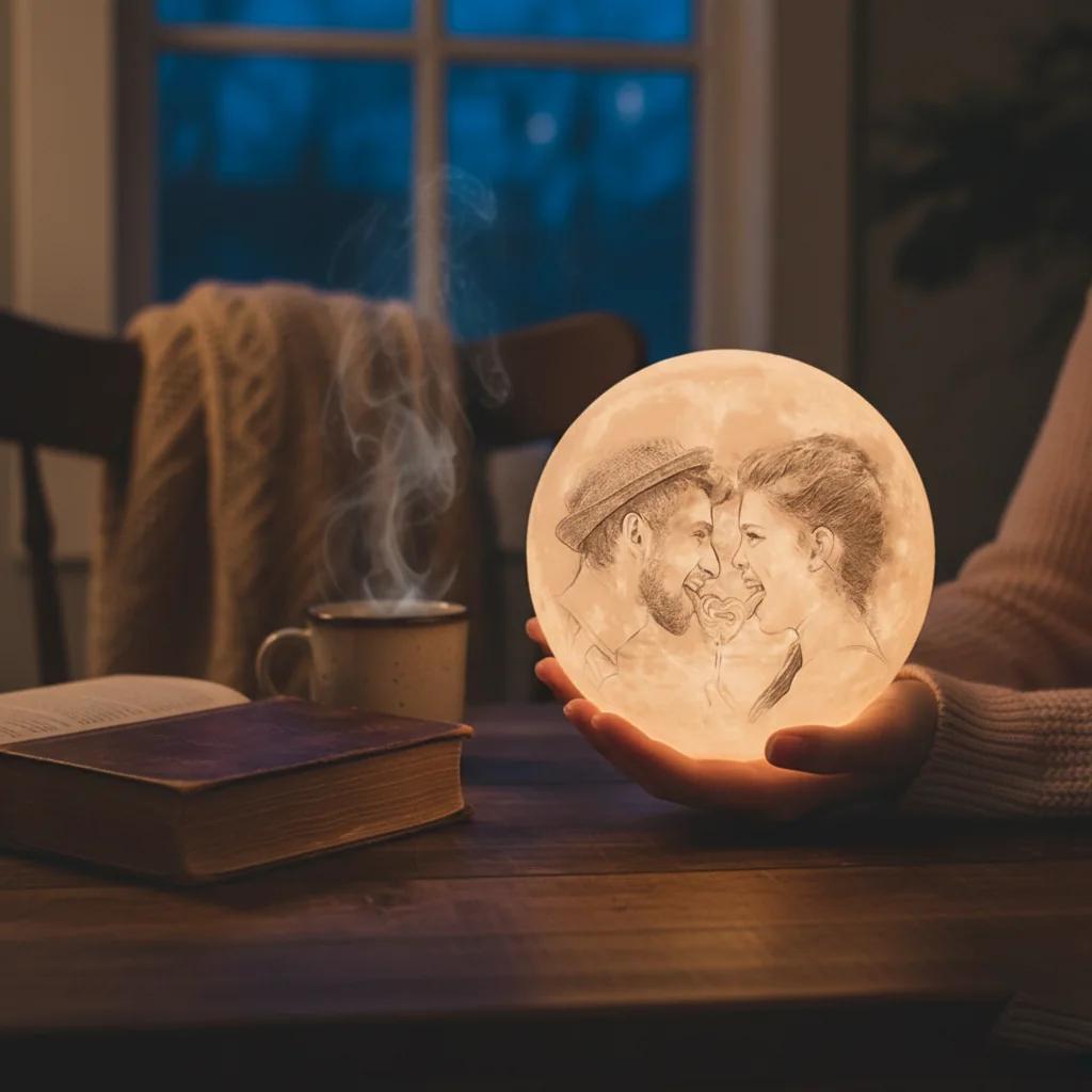 Zpics 3D Moon Night Lamp 18 CM Personalized Touch Sensor with 3 Colour Modes