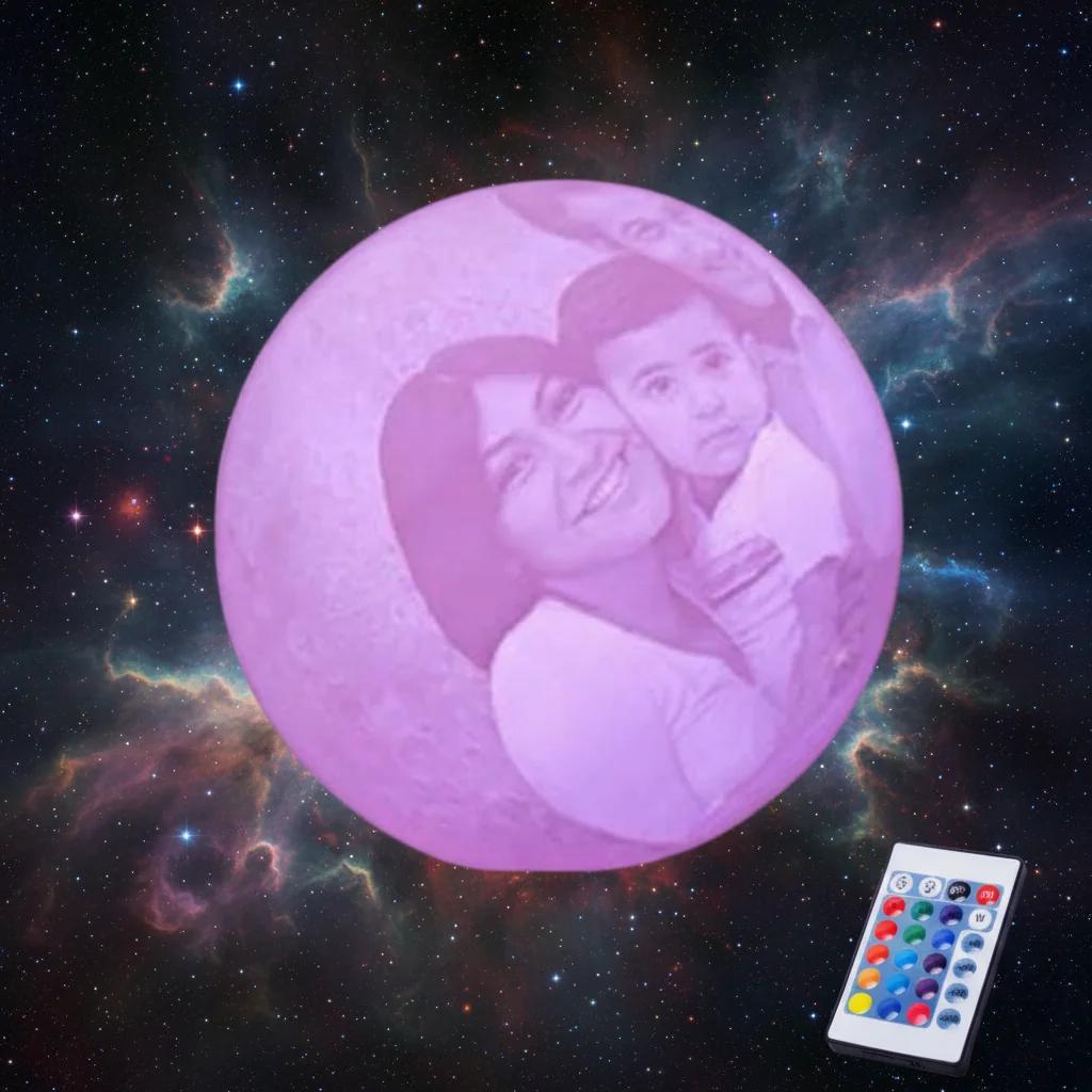 Zpics Custom 3D Moon Night Lamp 12 CM Touch Sensor with Wooden Base and 16 Colours