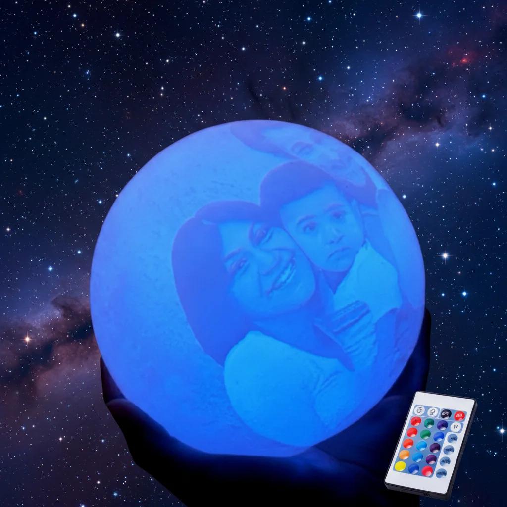 Zpics 16 CM 3D Moon Night Lamp Touch Sensor with Wooden Stand Personalized 16 Colours