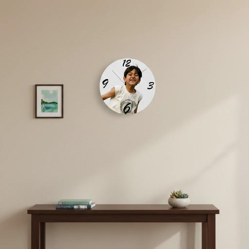 MH Decors Customizable Round Wall Clock 8x8 Inch Personalized for Any Occasion