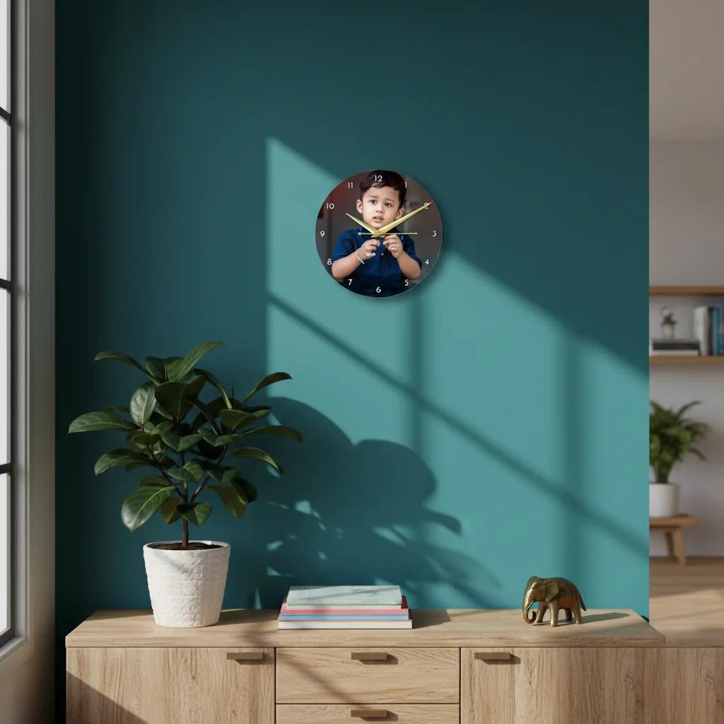 MH Decors 12x12 Inch Custom Round Wall Clock Medium Size Special Corporate & Wedding Gift