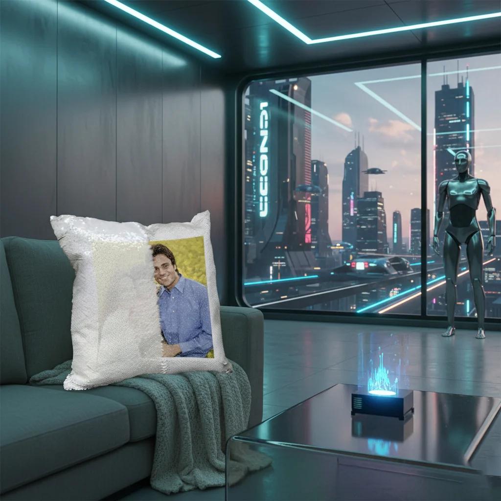 MH Decors Square Magic Photo Pillow 15x15 Inch White Personalized Gift for Loved Ones