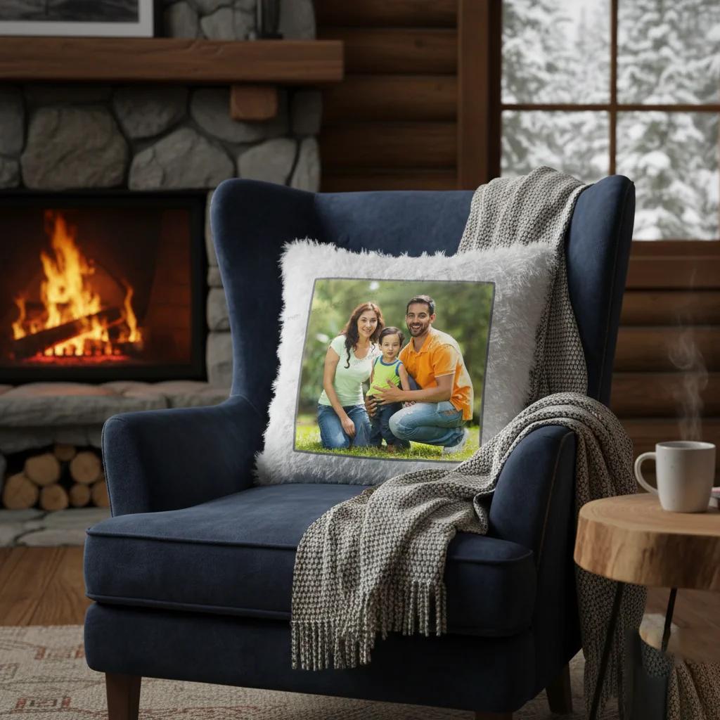 MH Decors Customizable Square LED Magic Photo Pillow Warm White Color Personalized Gift