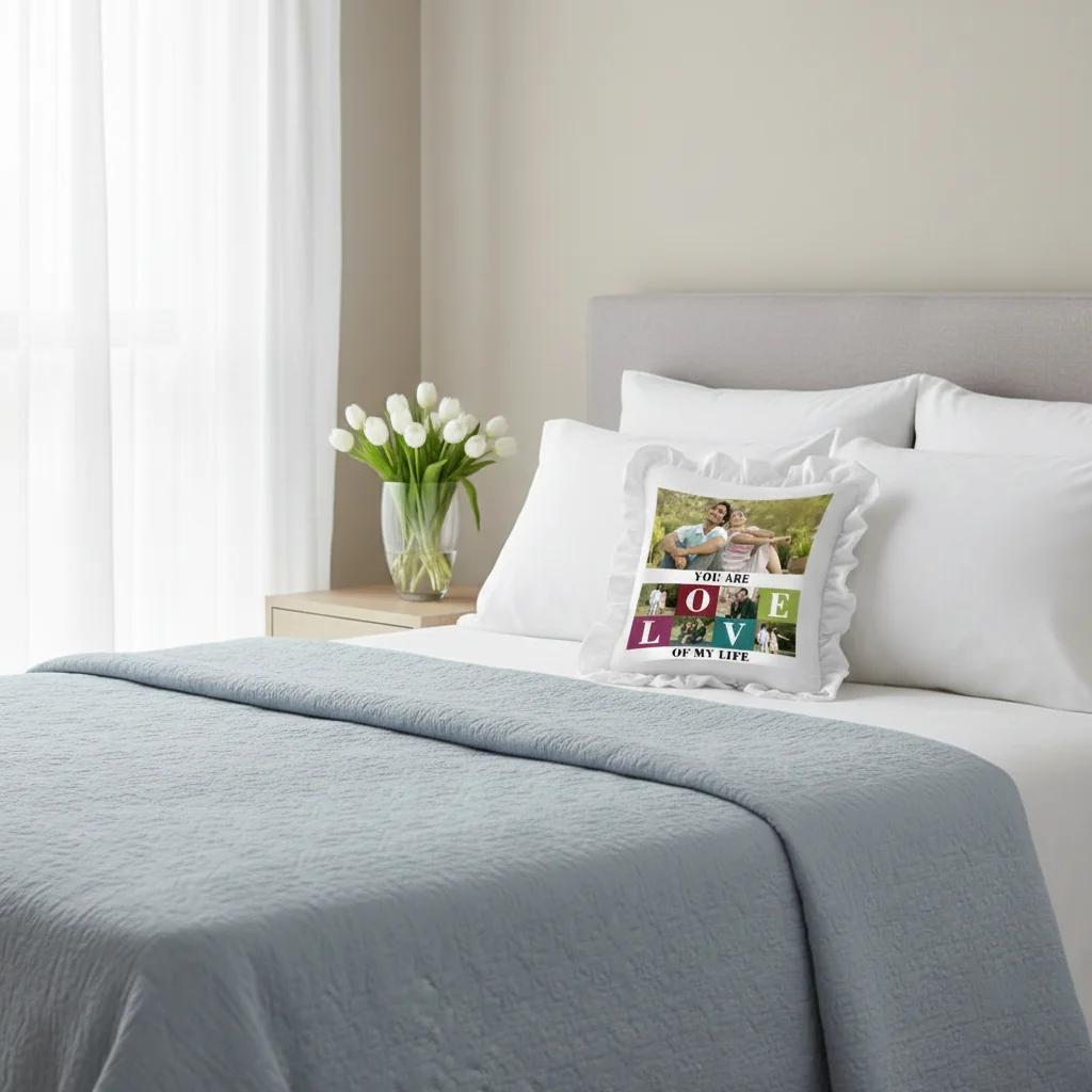 MH Decors Cream Color Square Pillow Personalized with Pillow Cover for Loved Ones