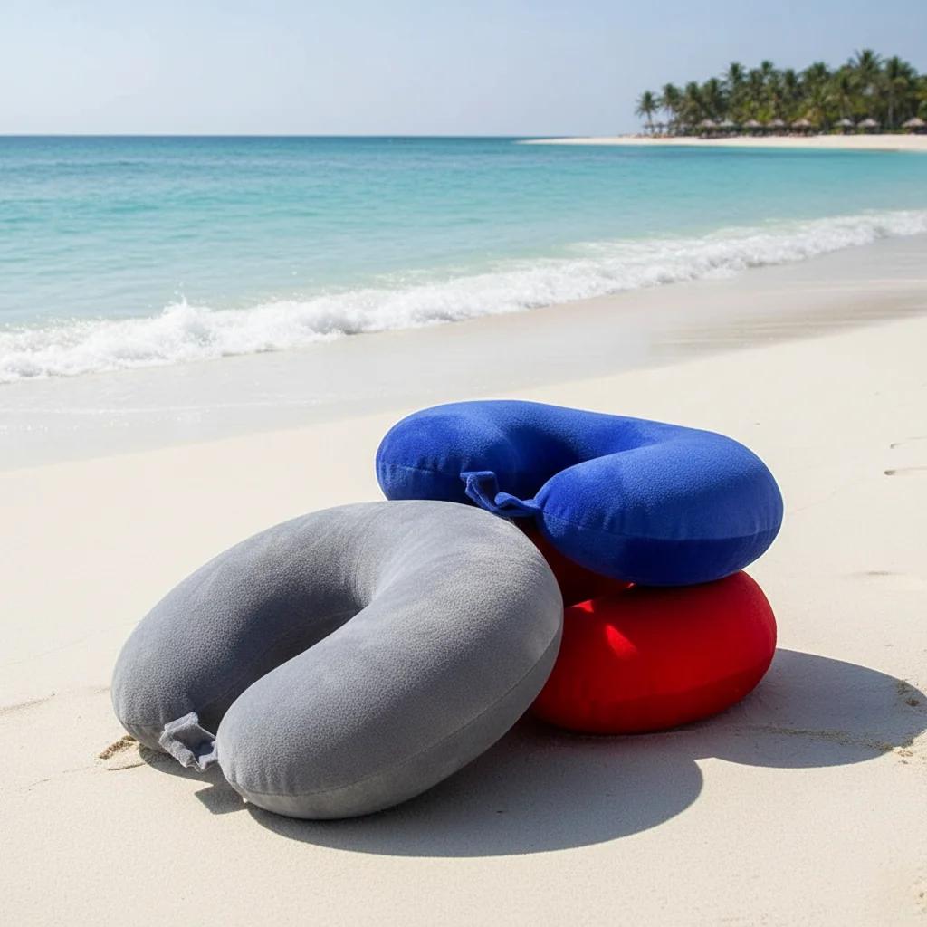 MH Decors Grey Personalized Neck Pillow Custom Travel Gift for Travelers