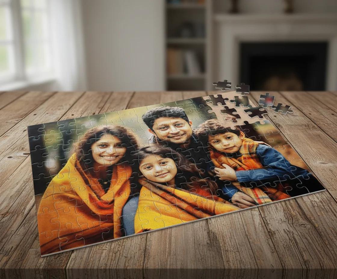 MH Decors Rectangle Hard Cardboard Puzzle A4 Personalized Keepsake for Family & Couples