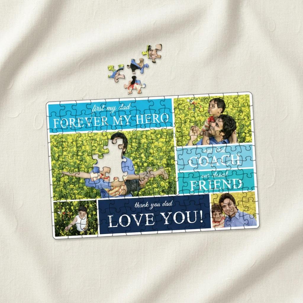 MH Decors A4 Dad My Hero Personalized Puzzle Pad Birthday Present