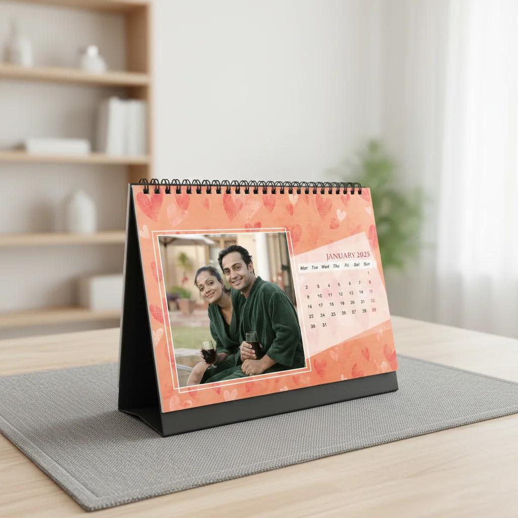 MH Decors 12-Month Personalized Valentine’s Desk Calendar 6x8 Inch Romantic Keepsake