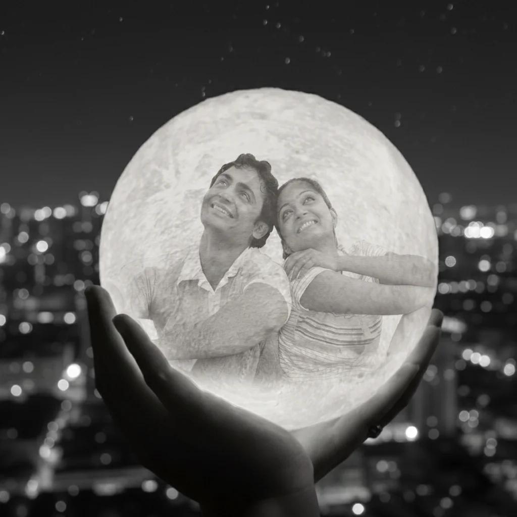 MH Decors 3D Moon Night Lamp 12 CM Personalized Touch Sensor Multi-Color Light