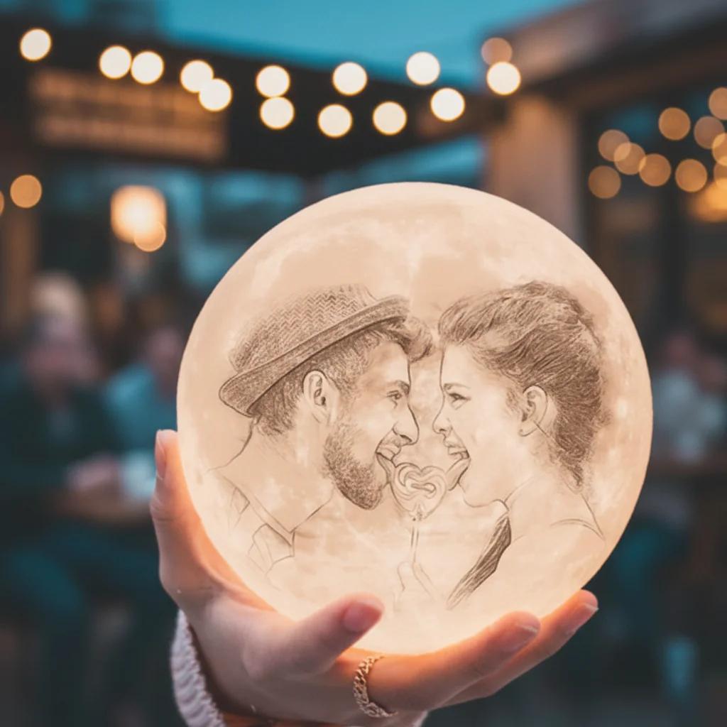 MH Decors 3D Moon Night Lamp 18 CM Personalized Touch Sensor 3-Color Changing Light