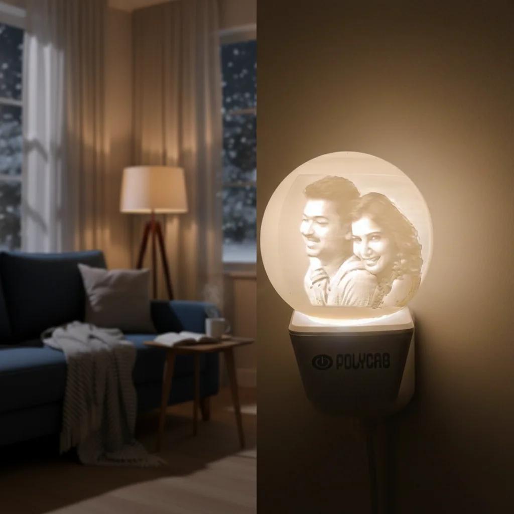 MH Decors 3D Moon Plug Lamp 6 CM Personalized Night Light for Bedroom