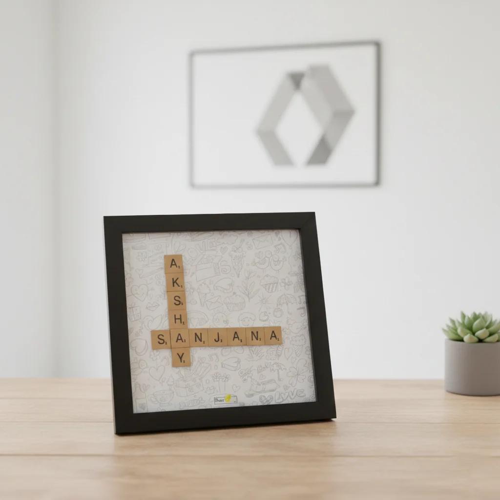 VPH Gift Store Personalized Scrabble Name Art on Love Doodle Background