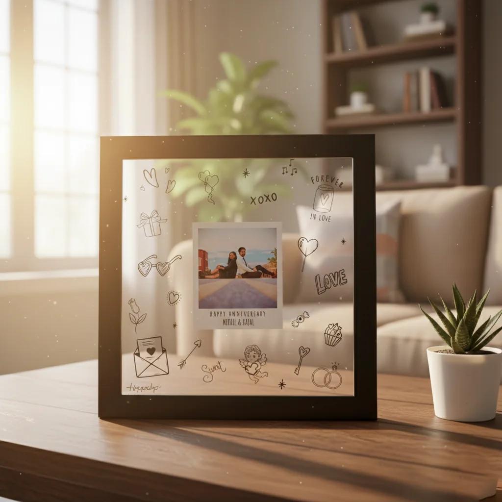 VPH Gift Store Elegant Frame with Custom Doodles Around Favorite Picture