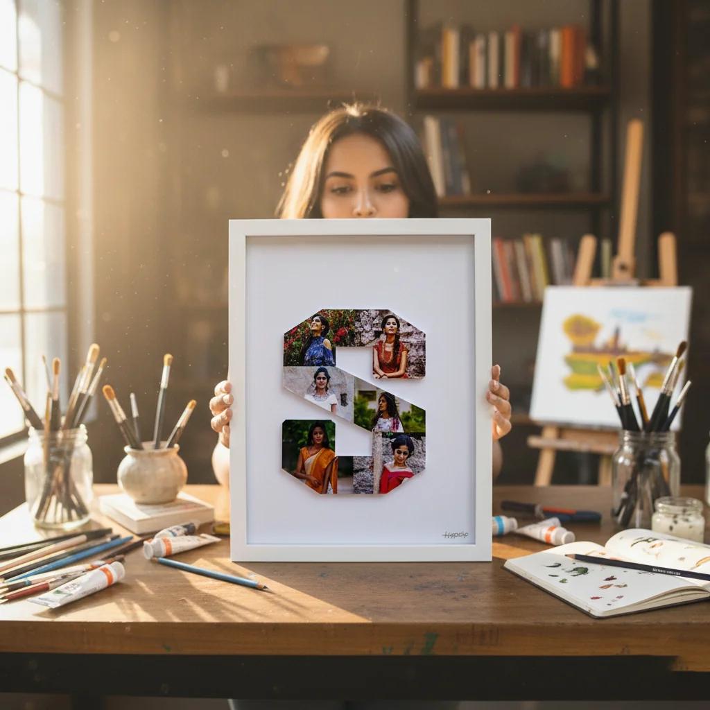 VPH Gift Store White Frame with Loved One Initial and Pop Out Photos Personalized