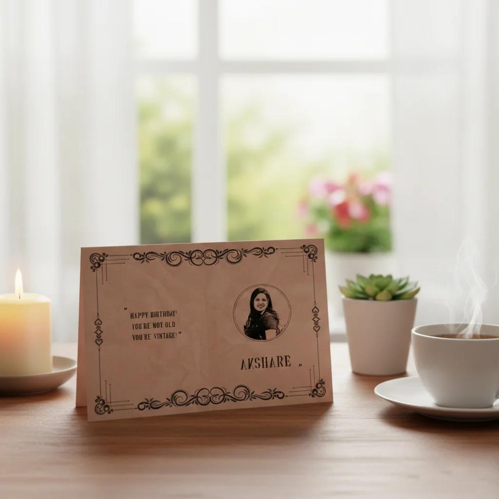 VPH Gift Store Vintage Mandala Card with Personalized Name Picture and Message