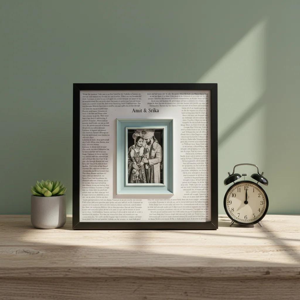 VPH Gift Store Elegant Frame in Frame with Photo and Personalized Wedding Vows