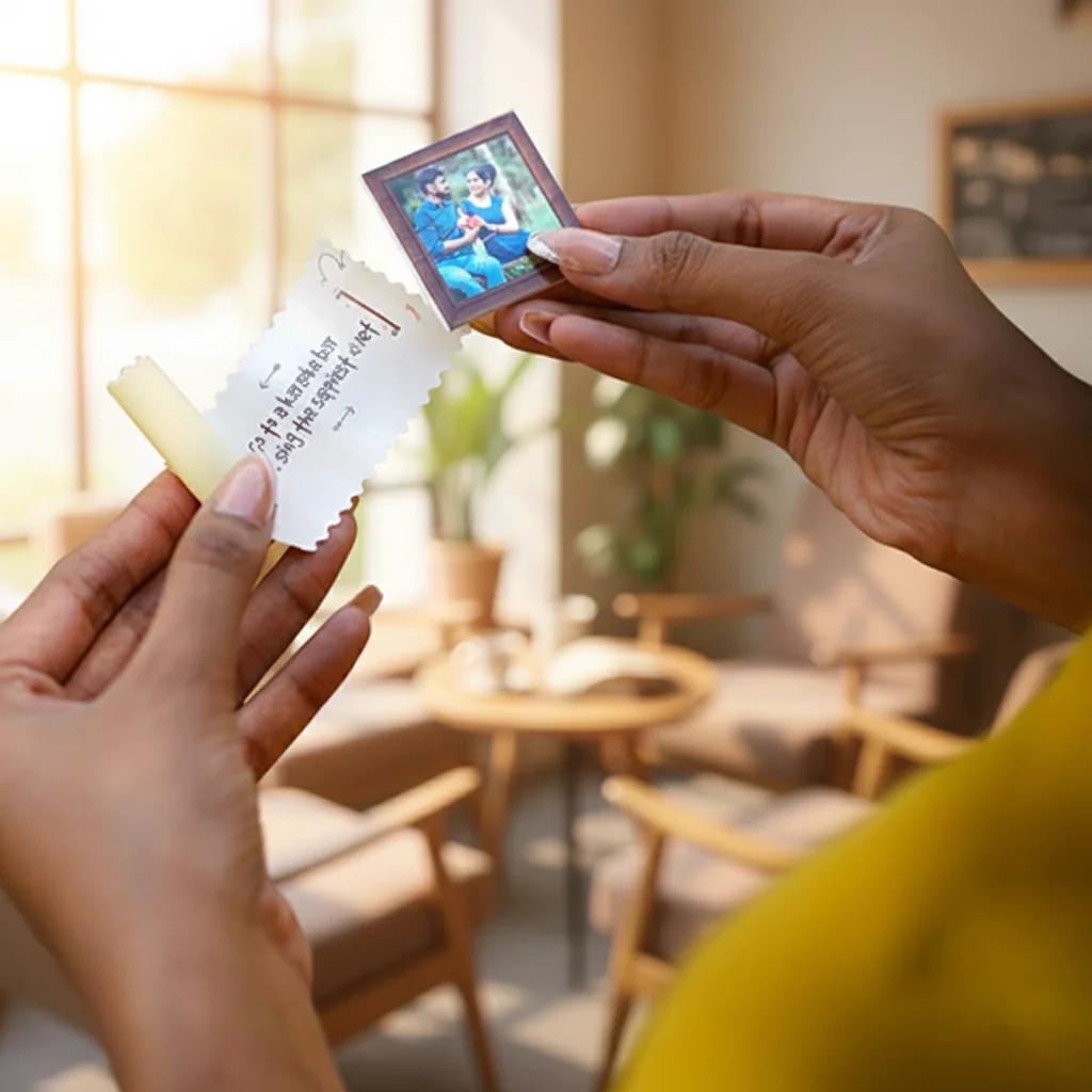 VPH Gift Store Vintage Bucket Gift with Polaroids and Leather Jute Decoration