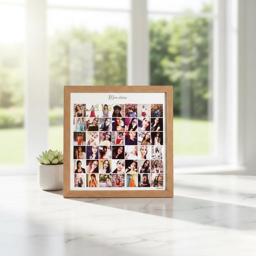 VPH Gift Store Elegant Collage Frame with One-Word Title in Classy Square Frame