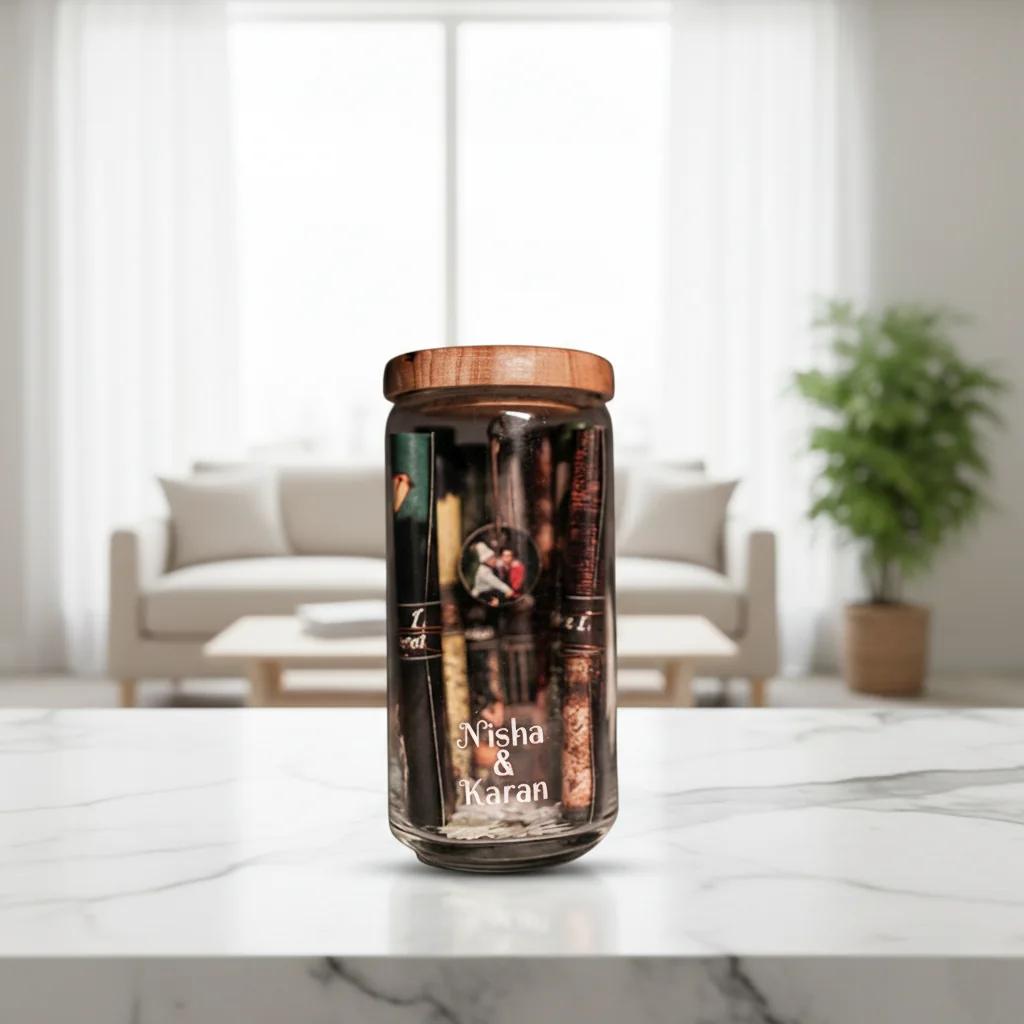 VPH Gift Store Vintage Jar with Personalized Promise Rolls and Photo Pendant