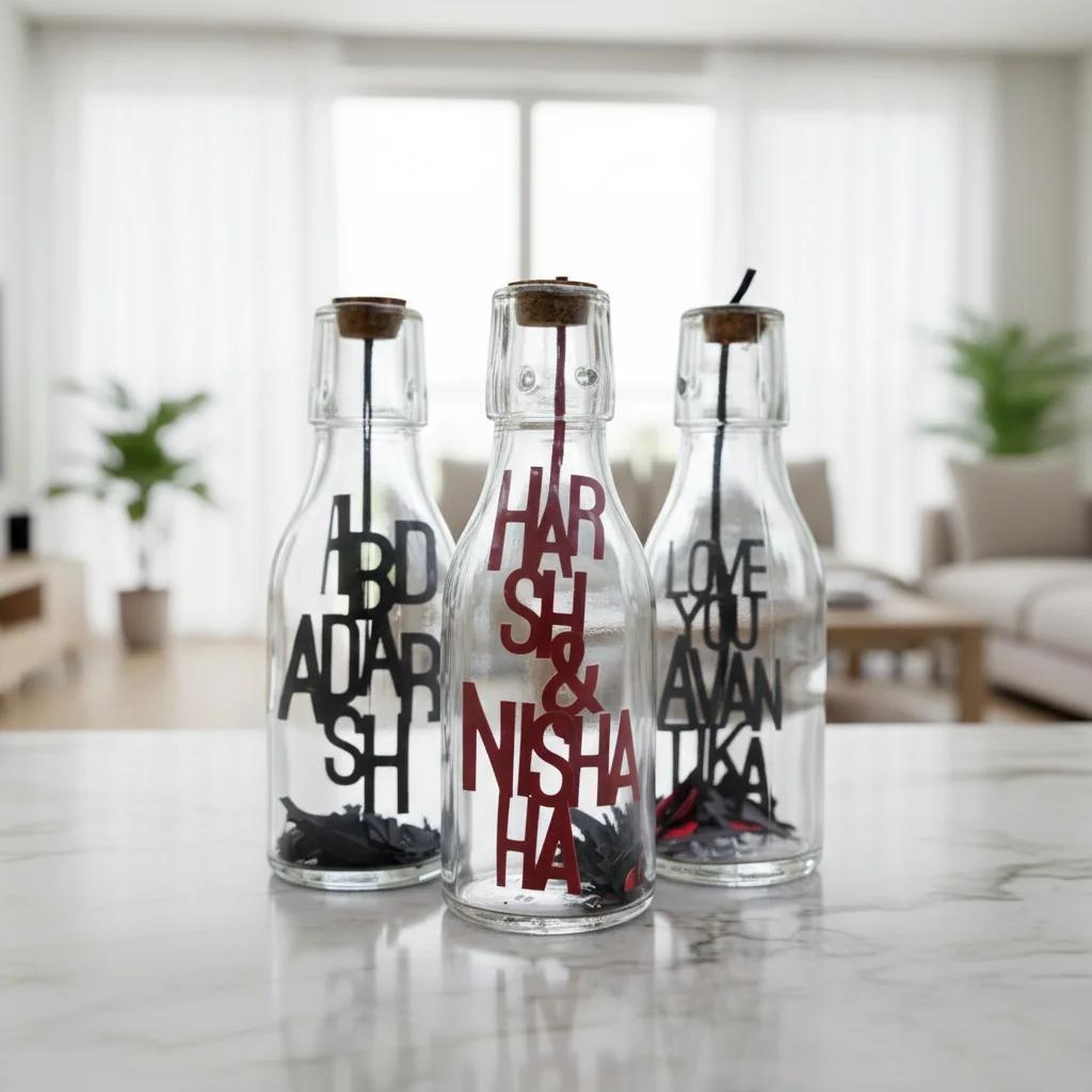 VPH Gift Store Custom Palm-Sized Message Bottle with Floating Cut-Out Words