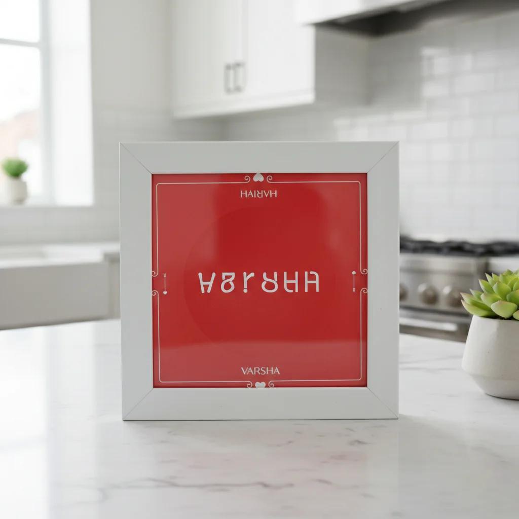 VPH Gift Store White Frame Keepsake with Personalized Couple Names Ambigram
