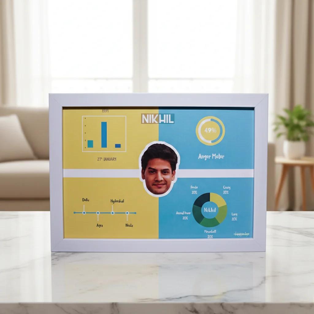 VPH Gift Store White Frame Bobblehead Portrait with Infographics Design Personalized