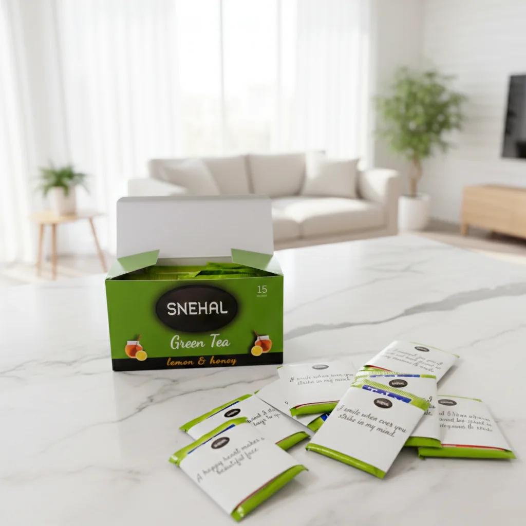 VPH Gift Store Green Tea Gift Box with 20 Tea Bags and Uplifting Messages