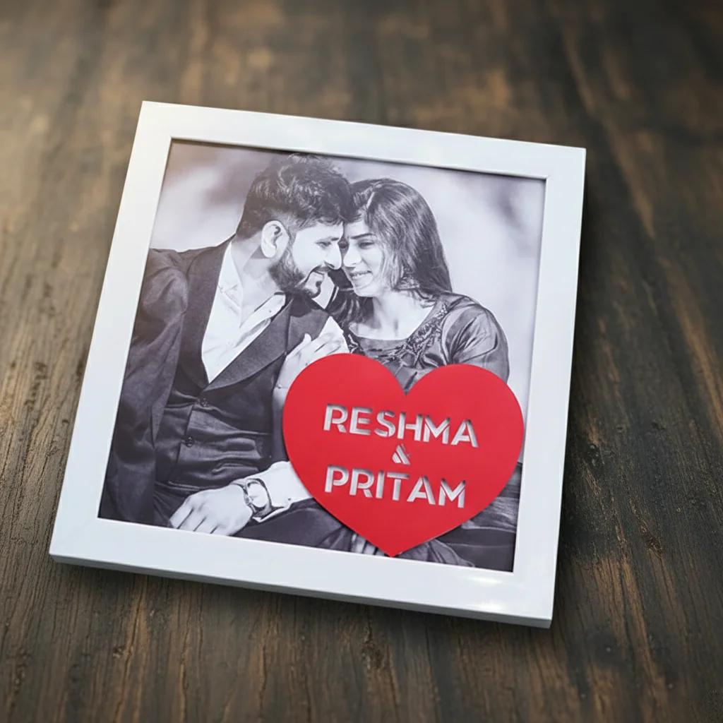 VPH Gift Store Personalized Photo Under Red Heart with Names and Date