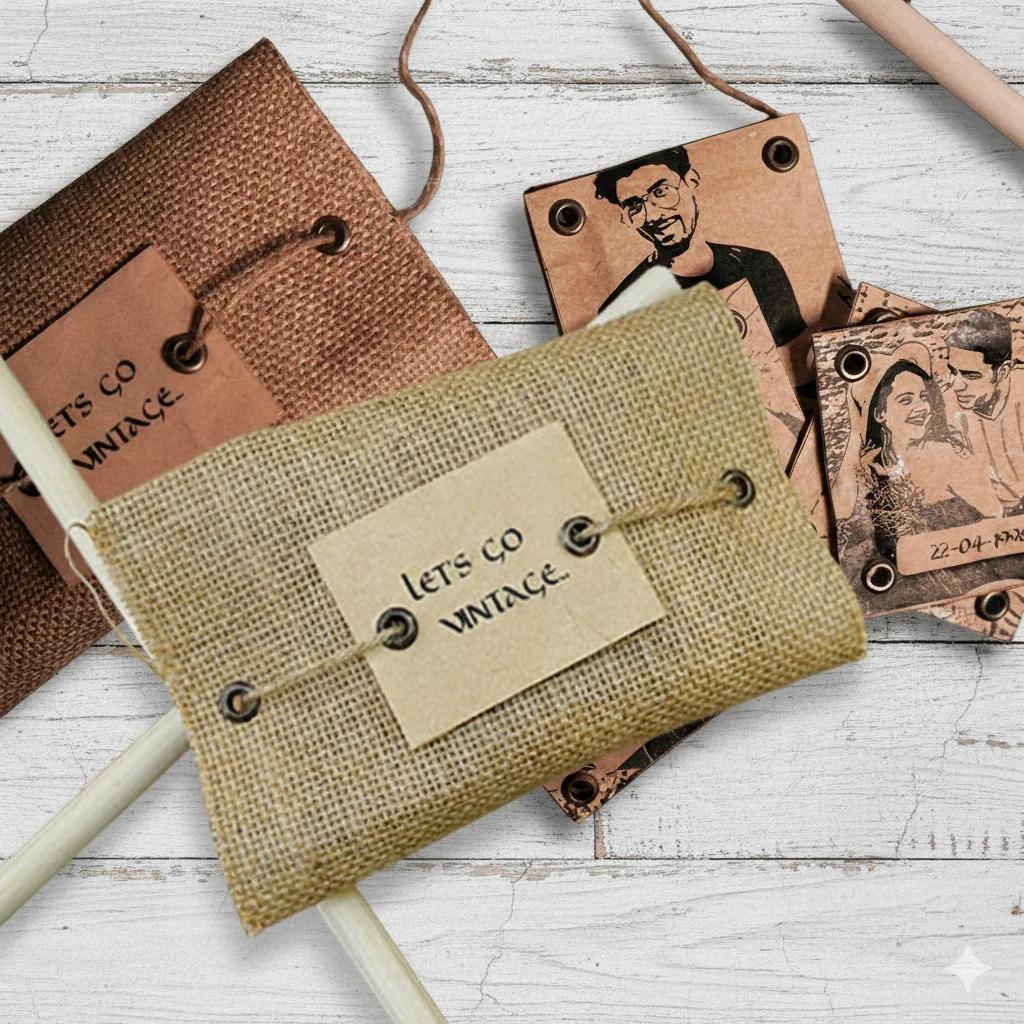 MH Decors Vintage Themed Magnet Set of 4 with Decorative Texture