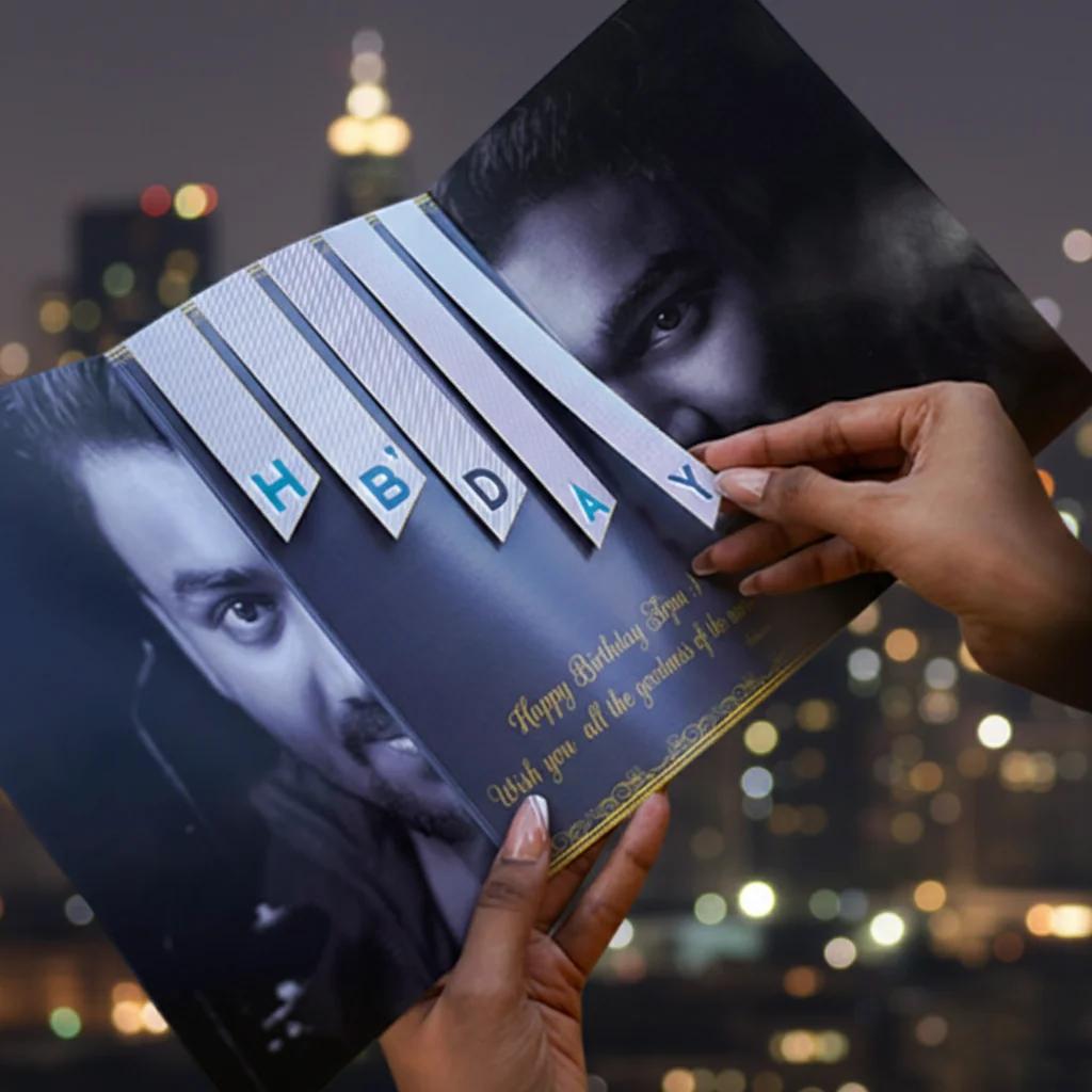 MH Decors Custom HB’DAY Greeting Card with Photo and Personal Wishing Note