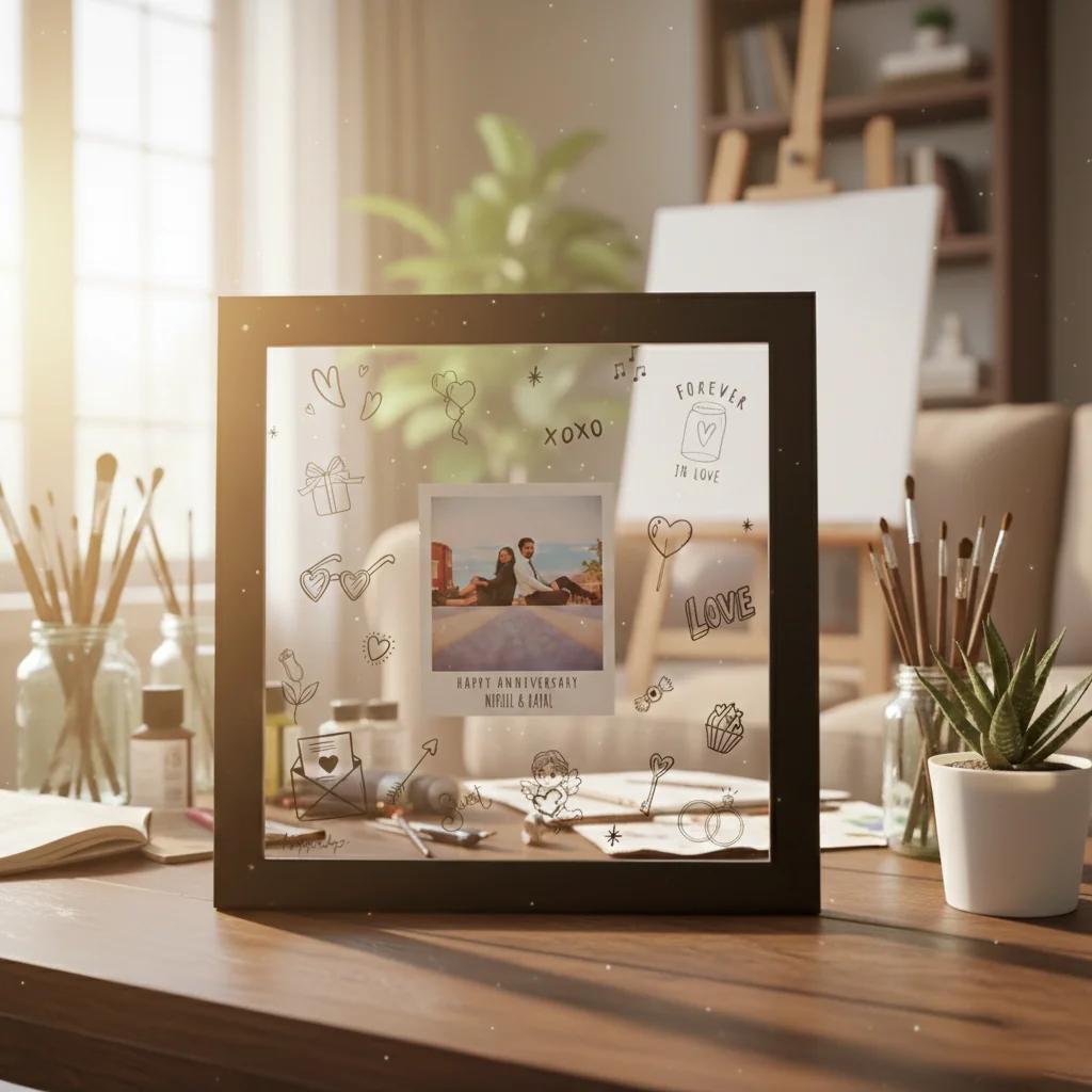 MH Decors Elegant Frame Featuring Your Favorite Picture and Custom Doodle Design