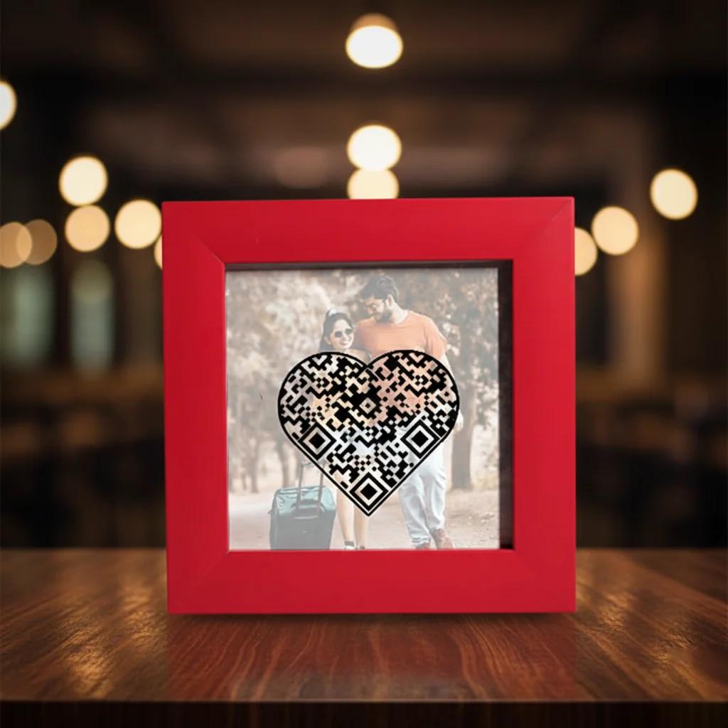 MH Decors Love Message Encoded QR Code in Personalized Red Frame