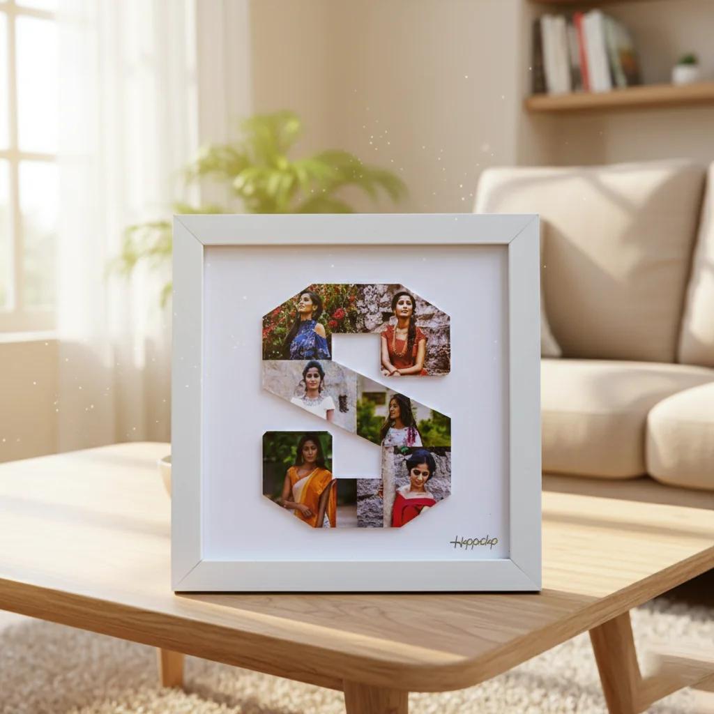 MH Decors White Frame Keepsake with Personalized First Letter Artwork