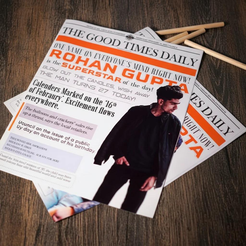 MH Decors Exclusive 4 Page Newspaper Gift with Personalized Stories