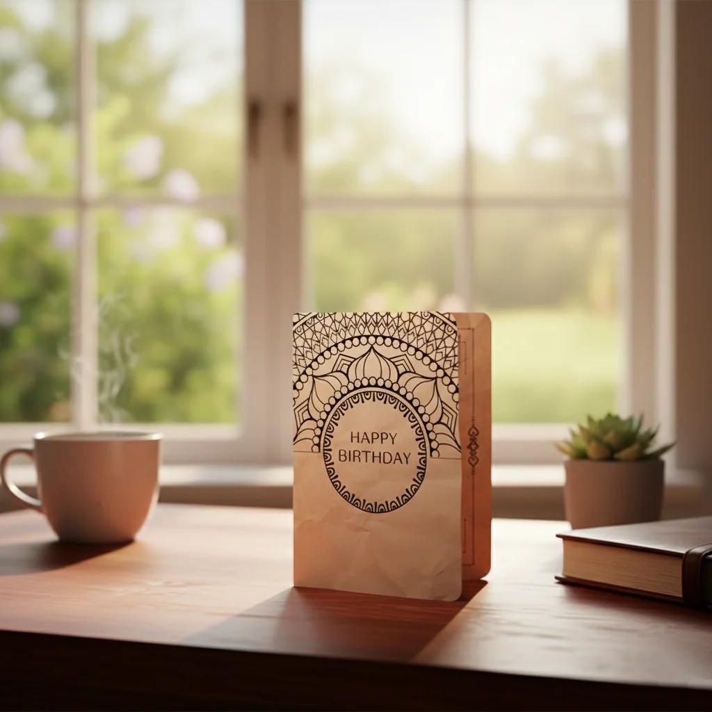 MH Decors Mandala Patterned Personalized Greeting Card with Vintage Message