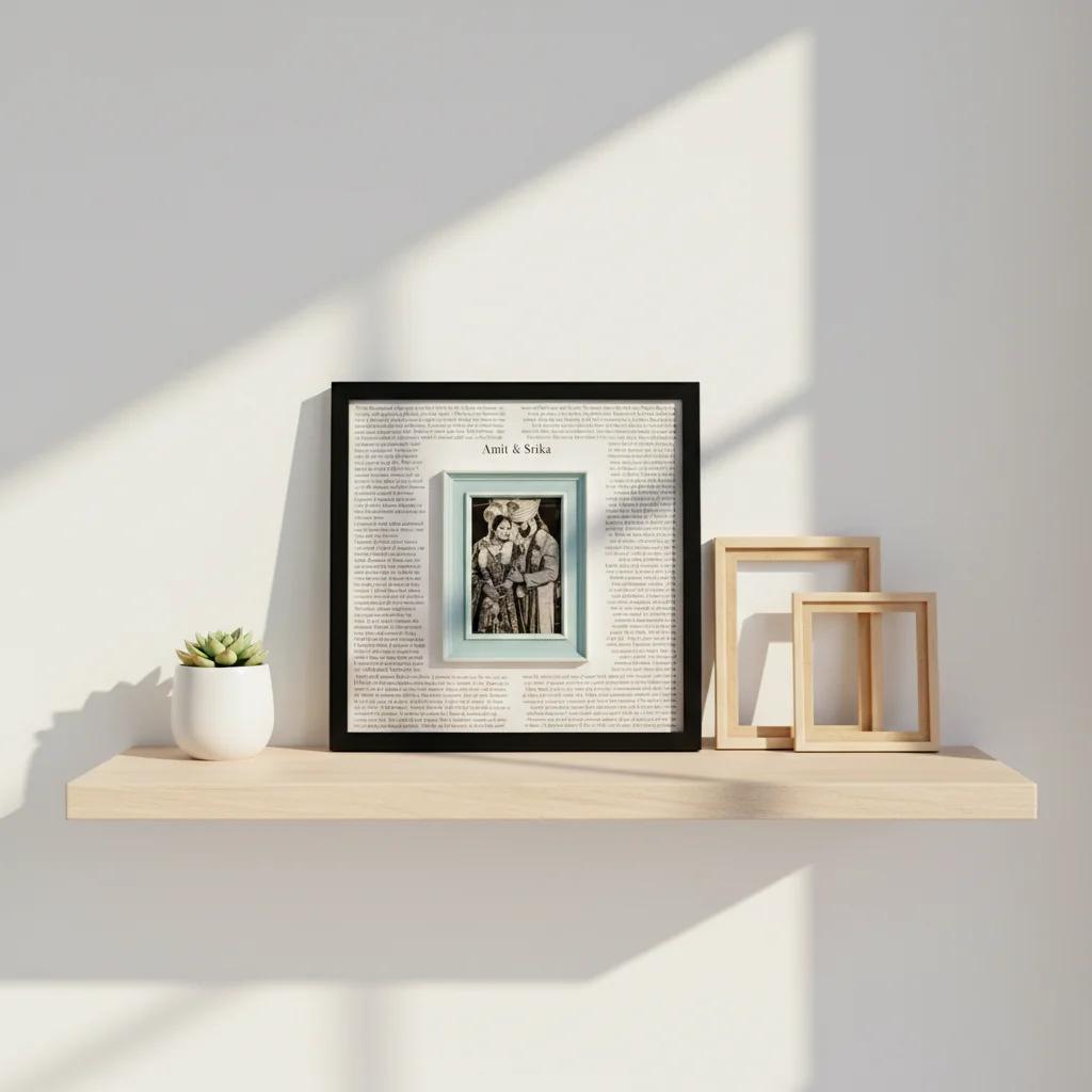 MH Decors Special Picture Frame in Pastel Mounted on Wedding Vows