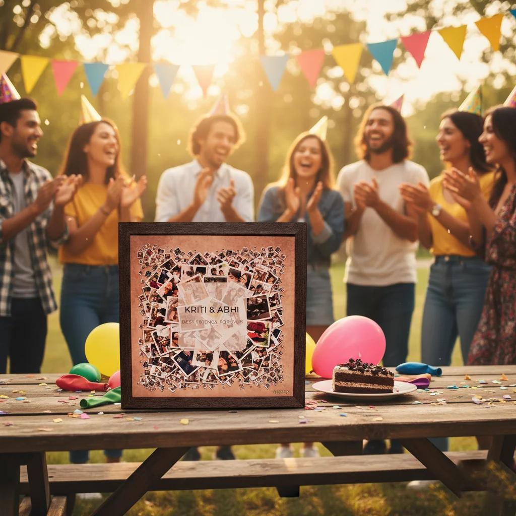 MH Decors Polaroid Photo Display with Names and Custom Caption Overlay