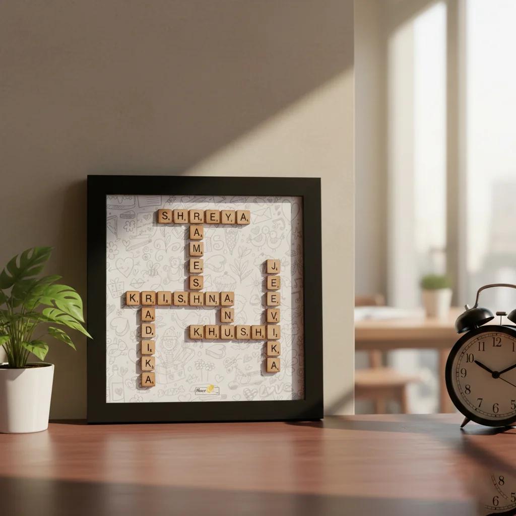 MH Decors Family Name Artwork in Scrabble Letters Personalized Frame