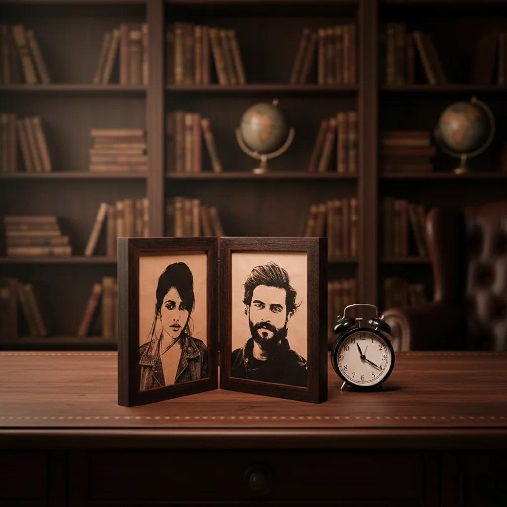 MH Decors Vintage Hinged Frame Featuring Two Pictures in Artistic Edit
