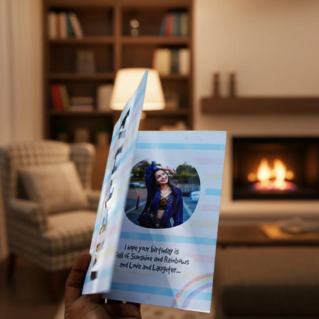 MH Decors Unique Greeting Card Featuring Name with Moving Dot Design