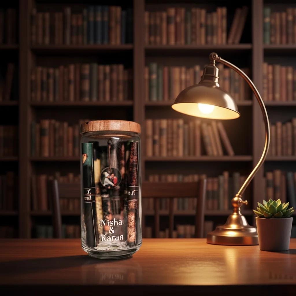 MH Decors Vintage Themed Jar with Custom Photo Rolls and Hanging Pendant