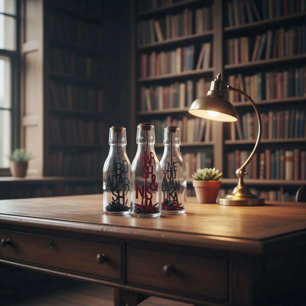 MH Decors Tiny Message Bottle with Suspended Personalized Messages