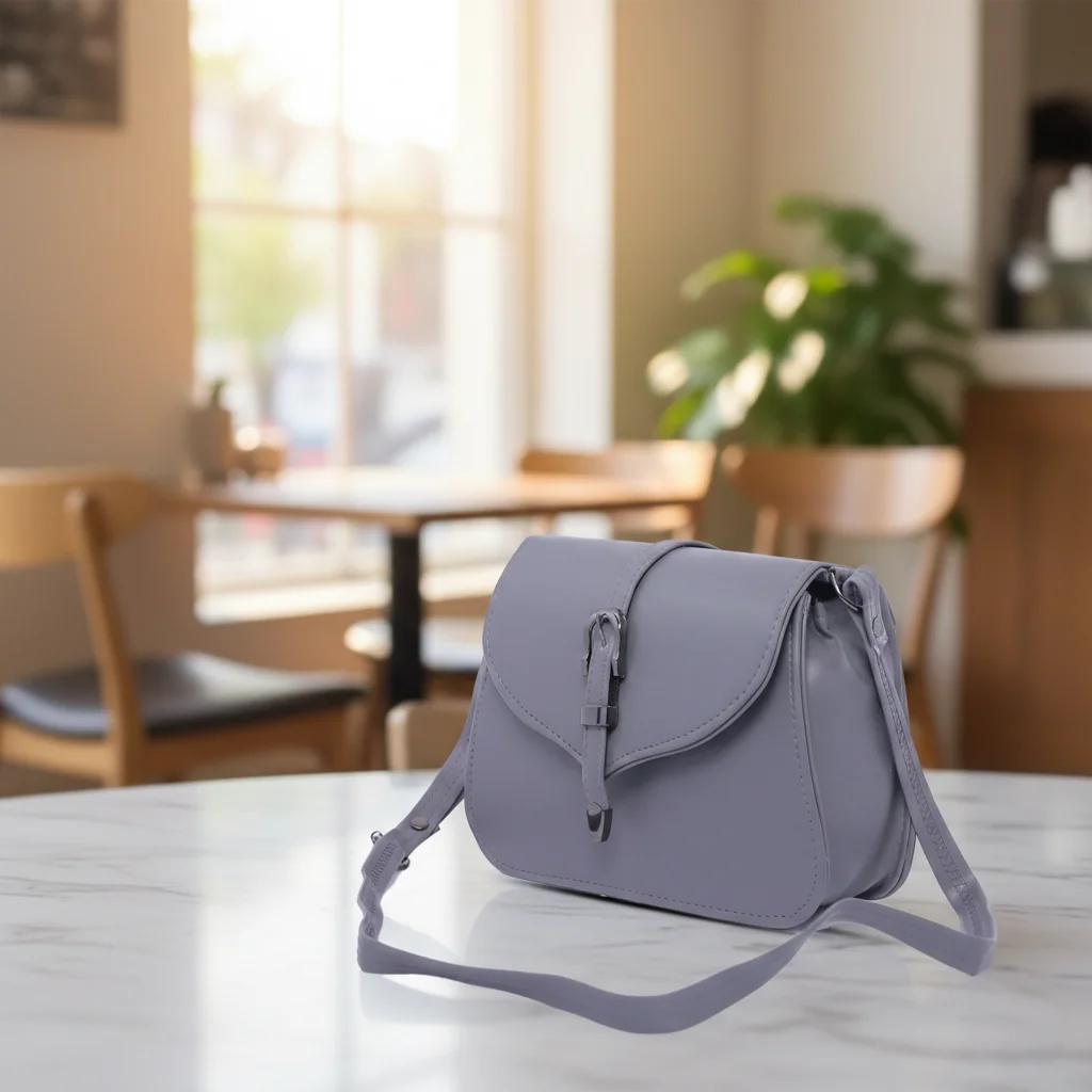Value Gifts Trendy Purplish Grey Sling Bag for Girls and Women