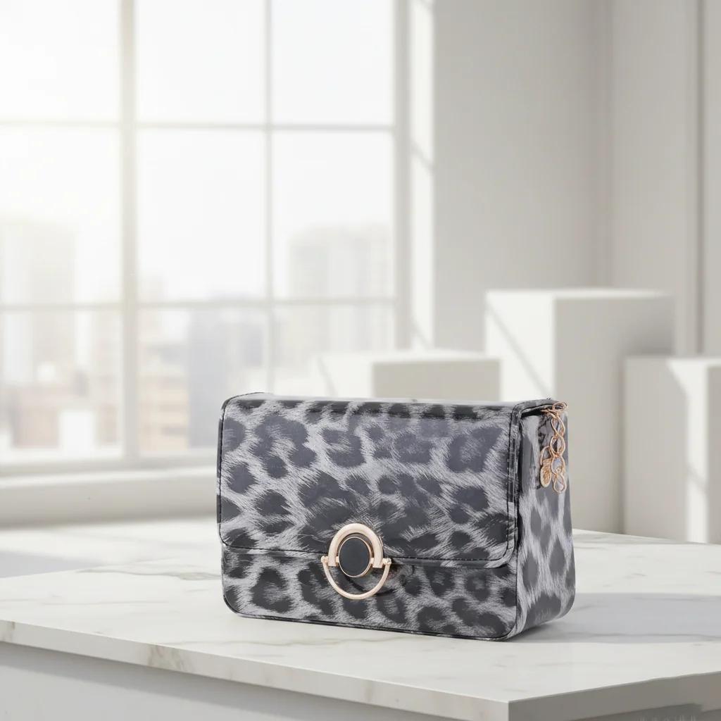 Value Gifts Women’s Dark Grey Leopard Crossbody Bag