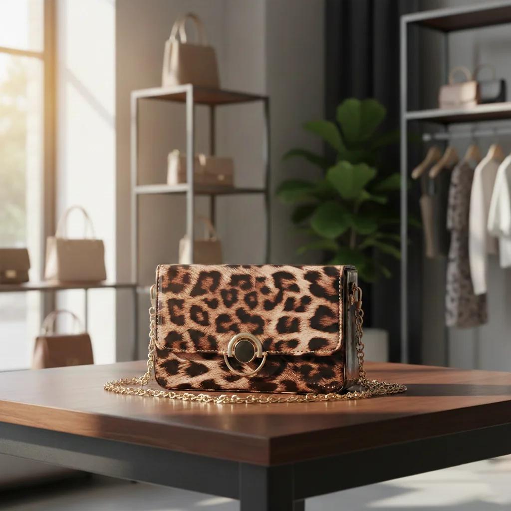 Value Gifts Women’s Purplish Brown Leopard Crossbody Bag