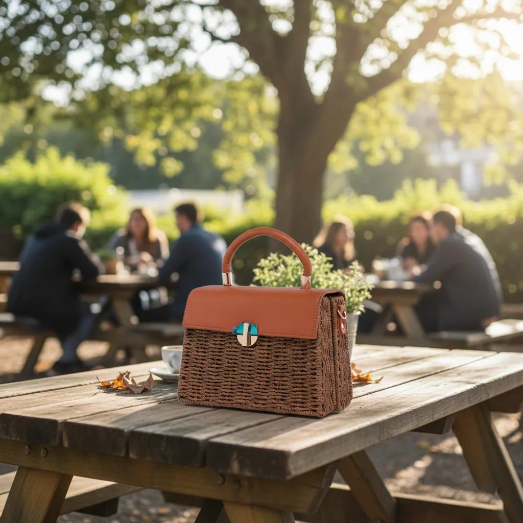 Value Gifts Women’s Seal Brown Woven Beach Handbag